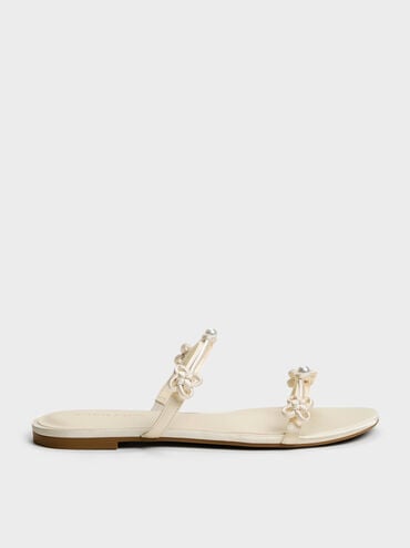 Orinda Knot-Pearl Slide Sandals, Butter, hi-res