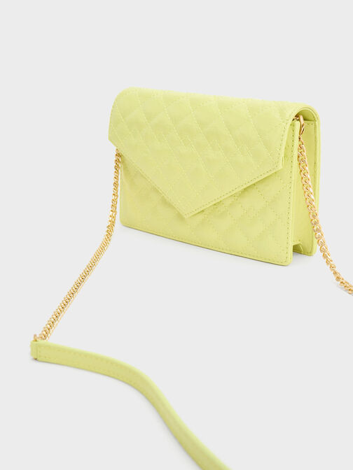 Duo Quilted Envelope Clutch, สีบัตเตอร์, hi-res