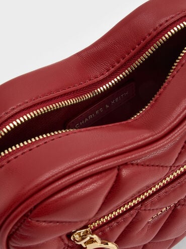 Paffuto Quilted Heart Crossbody Bag, Tomato Red, hi-res