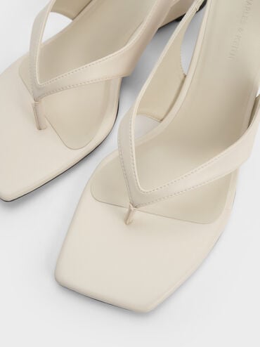 รองเท้าส้นเตารีดแบบหนีบพร้อมสายรัดข้อเท้า, สีชอล์ค, hi-res