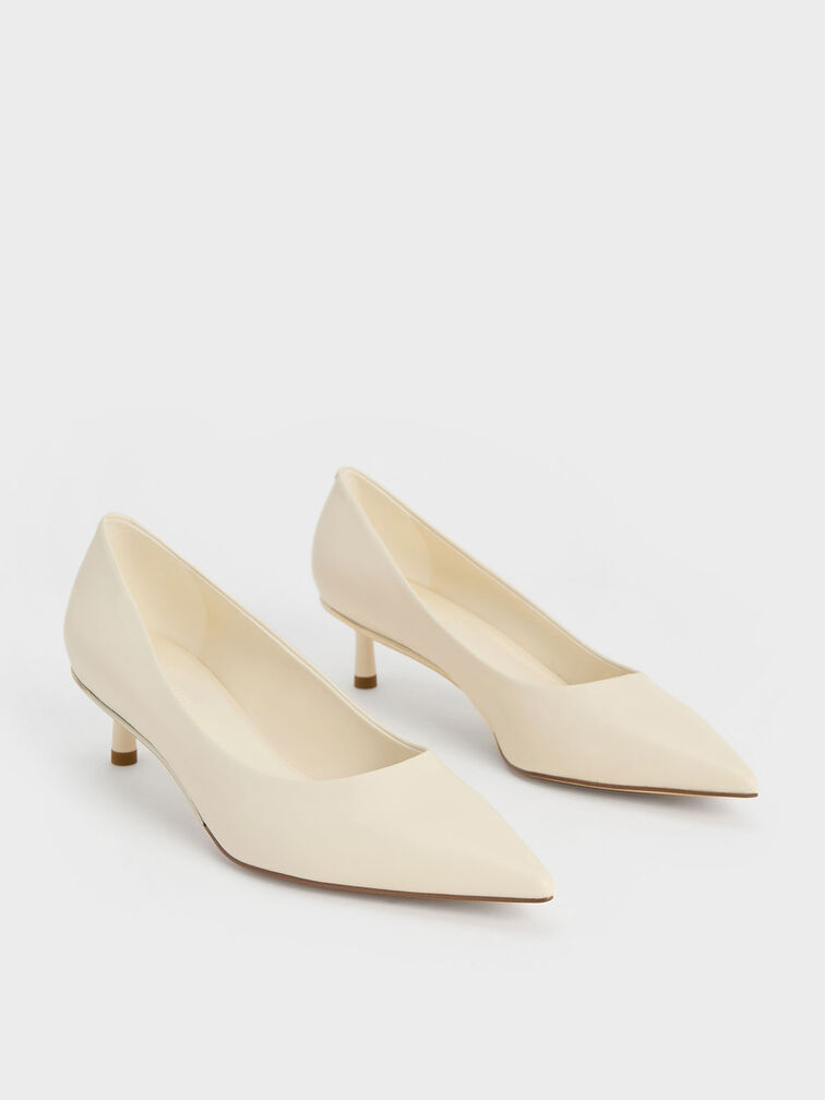 Pointed-Toe Kitten Heel Pumps, , hi-res