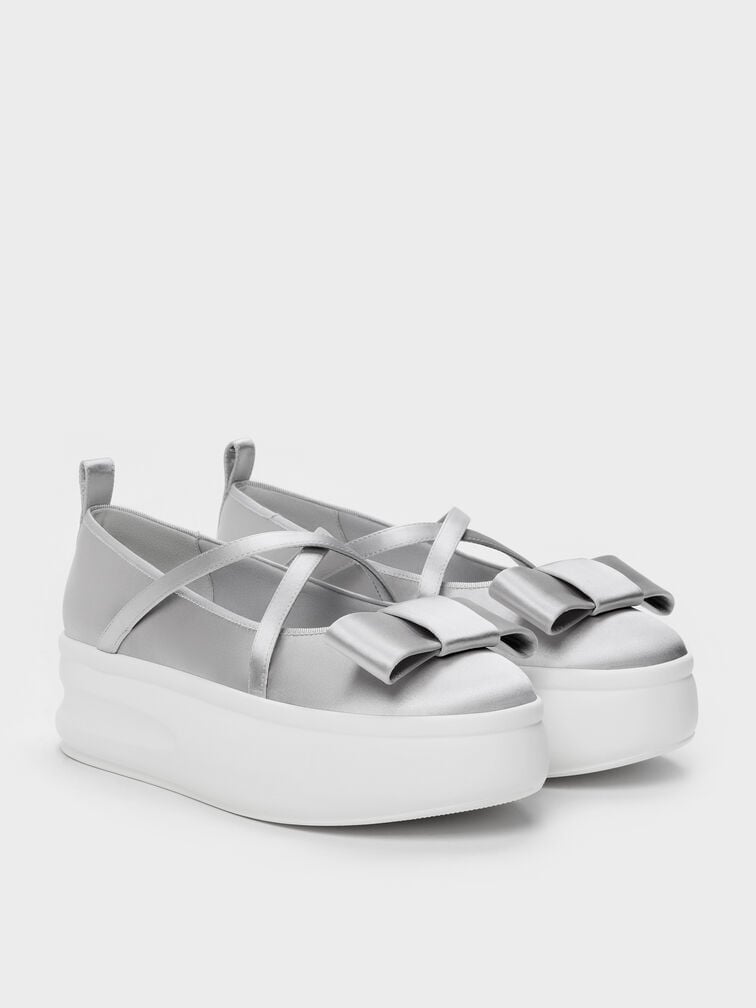 Brantley Recycled Polyester Platform Mary Janes, Grey, hi-res