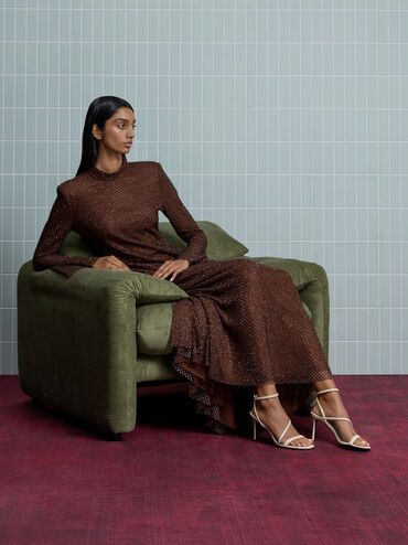 รองเท้าแตะส้นสูงหนังแก้วดีไซน์ส้นเข็มพร้อมสายรัดข้อเท้ารุ่น Andricia, สีชอล์ค, hi-res