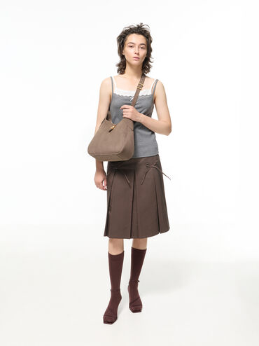 กระเป๋าโฮโบหนังกลับรุ่น Adalyn, สีสโตนเกรย์, hi-res
