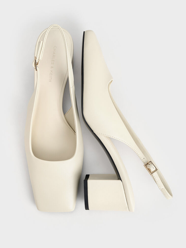 Chalk SquareToe Slingback Pumps CHARLES & KEITH TH