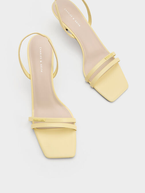 Double Strap Slingback Heeled Sandals, สีเหลือง, hi-res