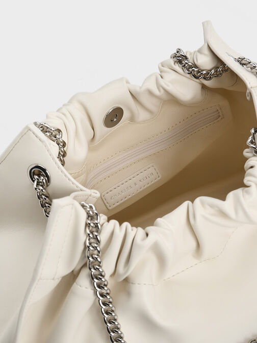 Cyrus Slouchy Chain-Handle Bag, สีครีม, hi-res