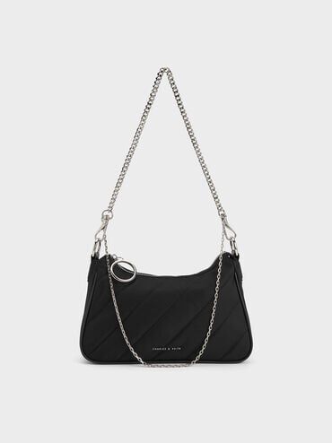 Noir Philomena Nylon Puffy Chain Strap Crossbody Bag CHARLES KEITH TH