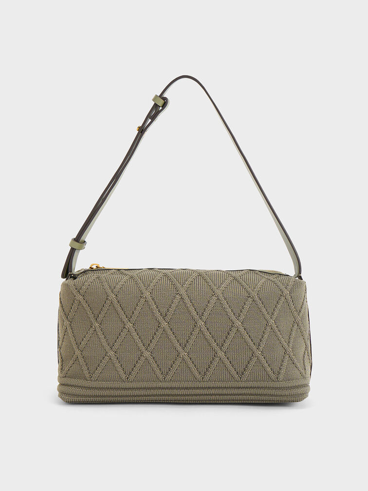 Willa Knitted Shoulder Bag, Khaki, hi-res