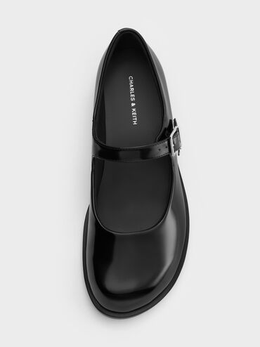 Circle-Charm Buckled Mary Janes, Black Boxed, hi-res