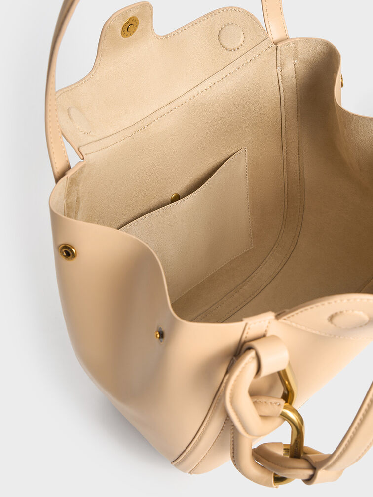 Kora Metallic-Accent Tote Bag, Beige, hi-res