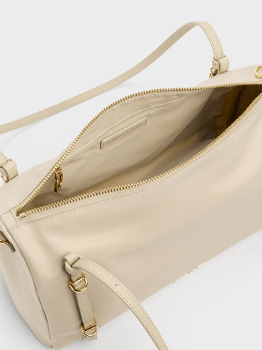 กระเป๋าสะพายไหล่ผ้าไนลอนรุ่น Levy, สีดัสเต็ดโอ๊ต, hi-res