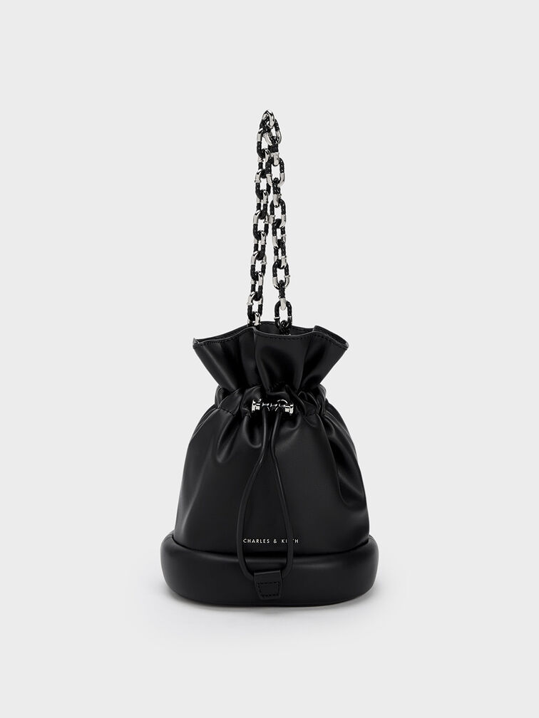 Shiloh Drawstring Bucket Bag, สีดำ, hi-res