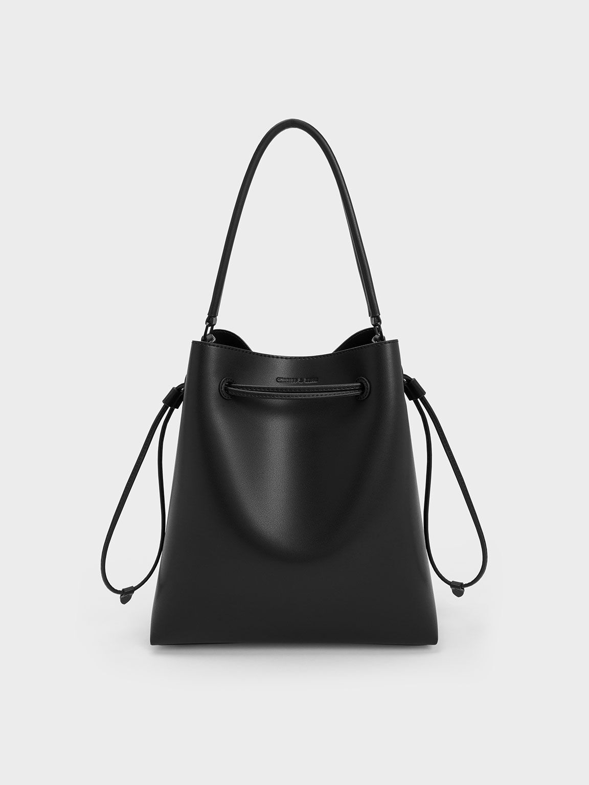 Jet Black Drawstring Hobo Bag CHARLES KEITH TH