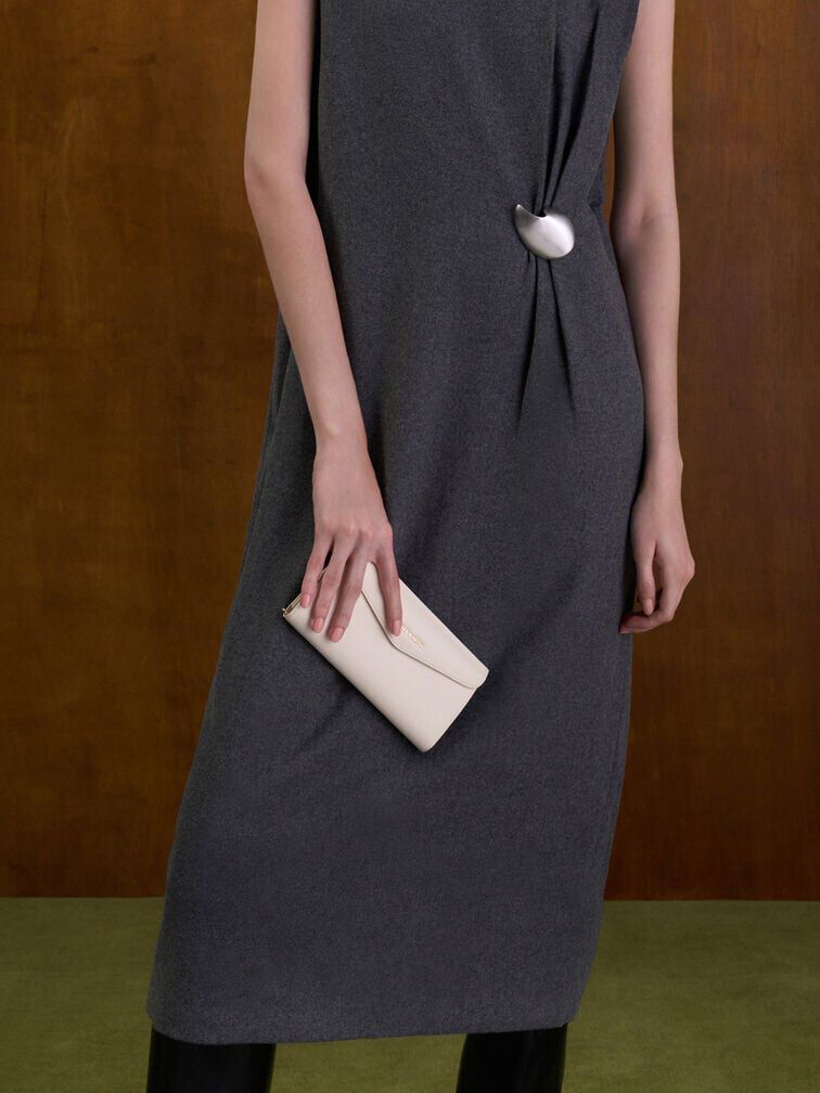 Envelope Long Wallet, Cream, hi-res