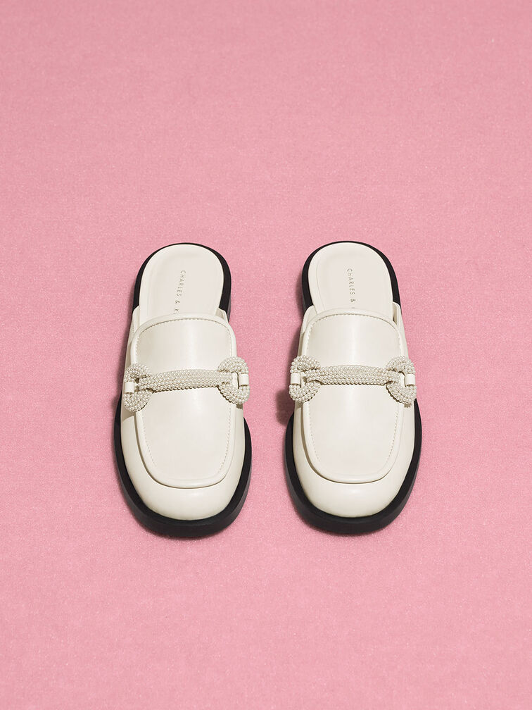 Beaded Accent Loafer Mules, , hi-res
