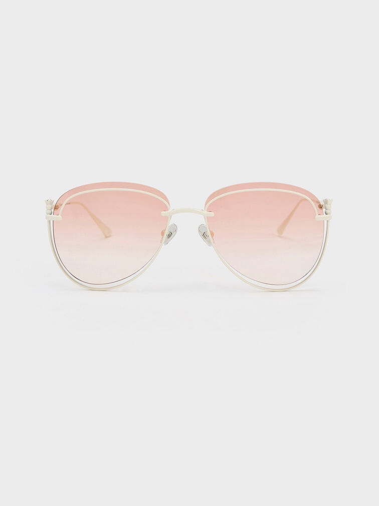 Oversized Wireframe Aviator Sunglasses, , hi-res