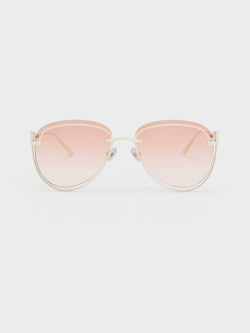 Oversized Wireframe Aviator Sunglasses, , hi-res