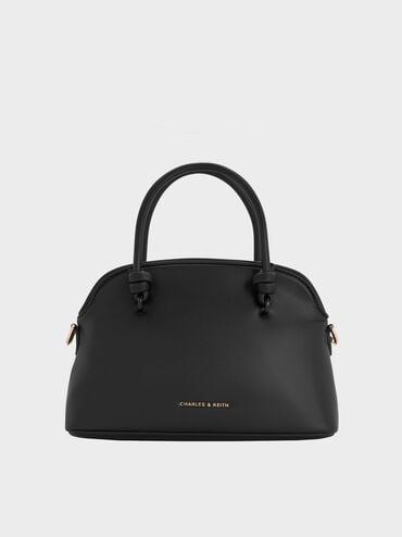 กระเป๋าโบว์ลิ่งหูจับแบบผูกปมรุ่น Sammie, สีดำ, hi-res