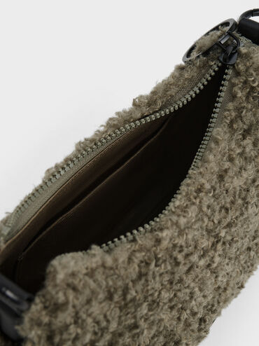 Philomena Furry Chain-Strap Crossbody Bag, , hi-res