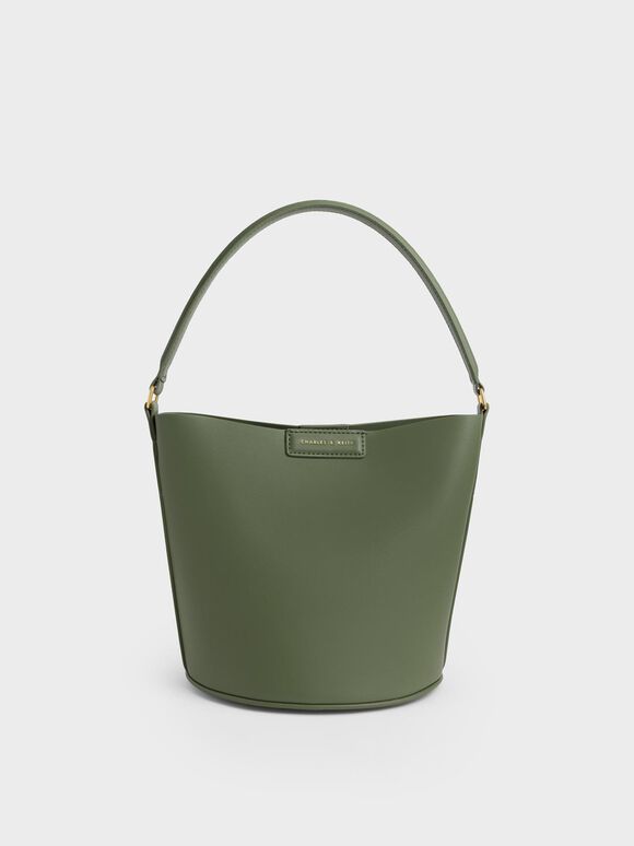 Flora Cylindrical Bucket Bag, Dark Green, hi-res