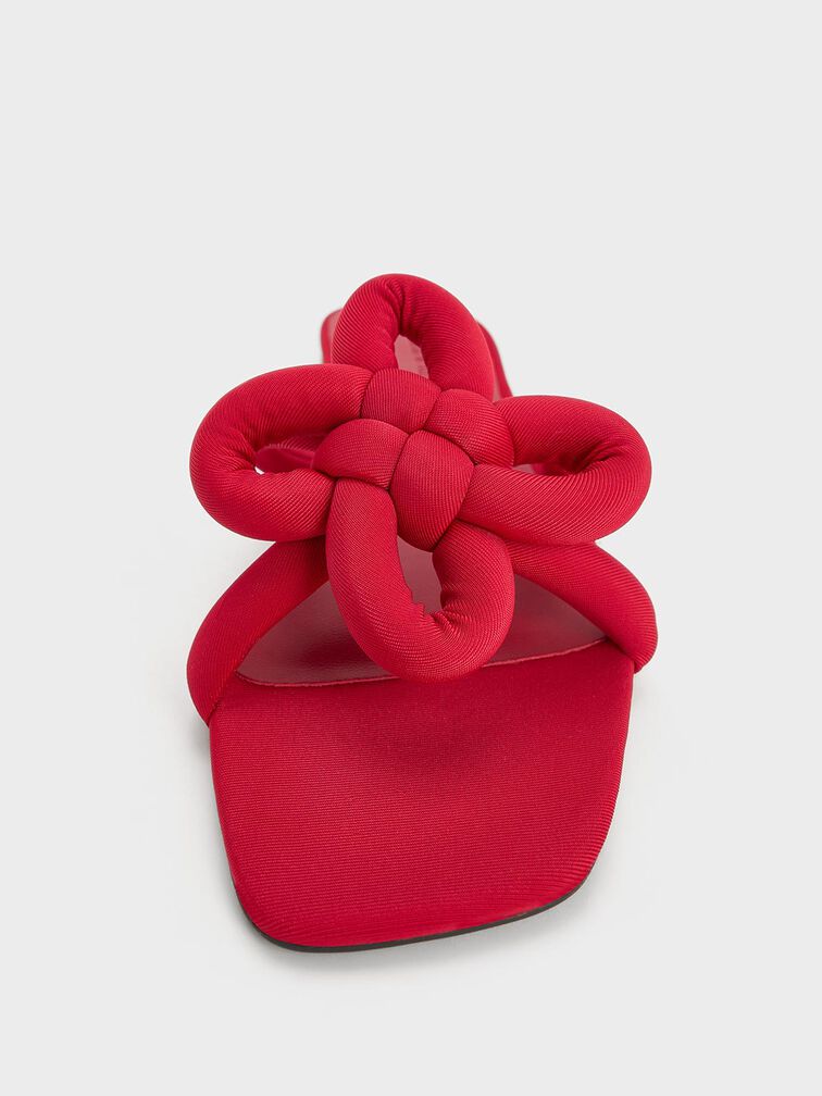 Clover-Knot Slide Sandals, Red, hi-res