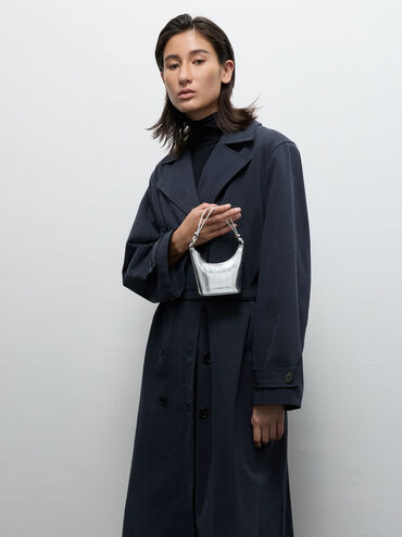 กระเป๋าถือใบจิ๋วเท็กซ์เจอร์ลอนเงารุ่น Augustine, สีเงิน, hi-res