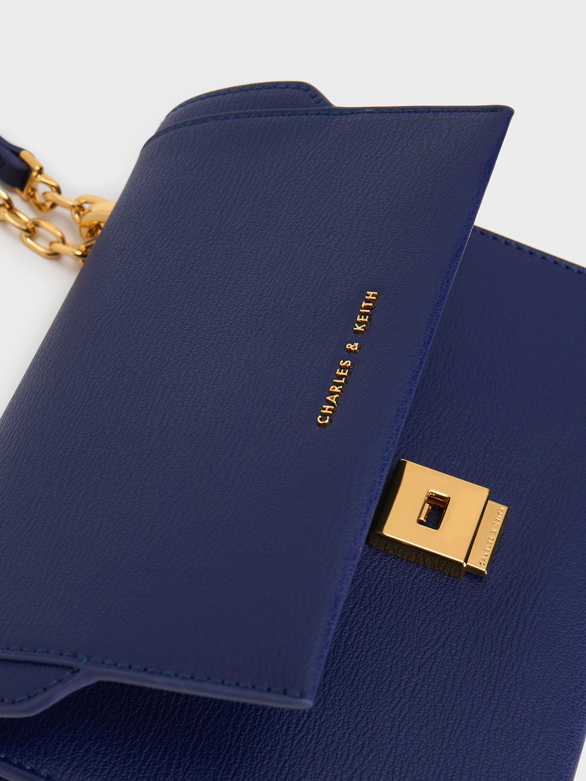 Navy Front Flap Chain Handle Bag CHARLES KEITH TH