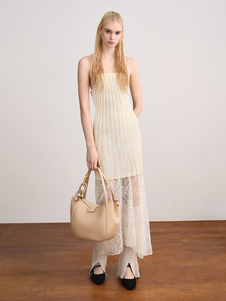 Kora Metallic-Accent Tote Bag, Beige, hi-res