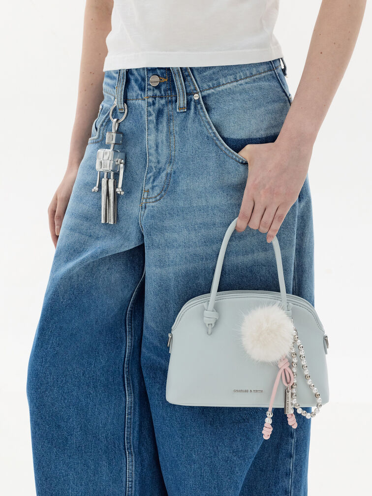 Ivette Woven Robot Bag Charm, Silver, hi-res