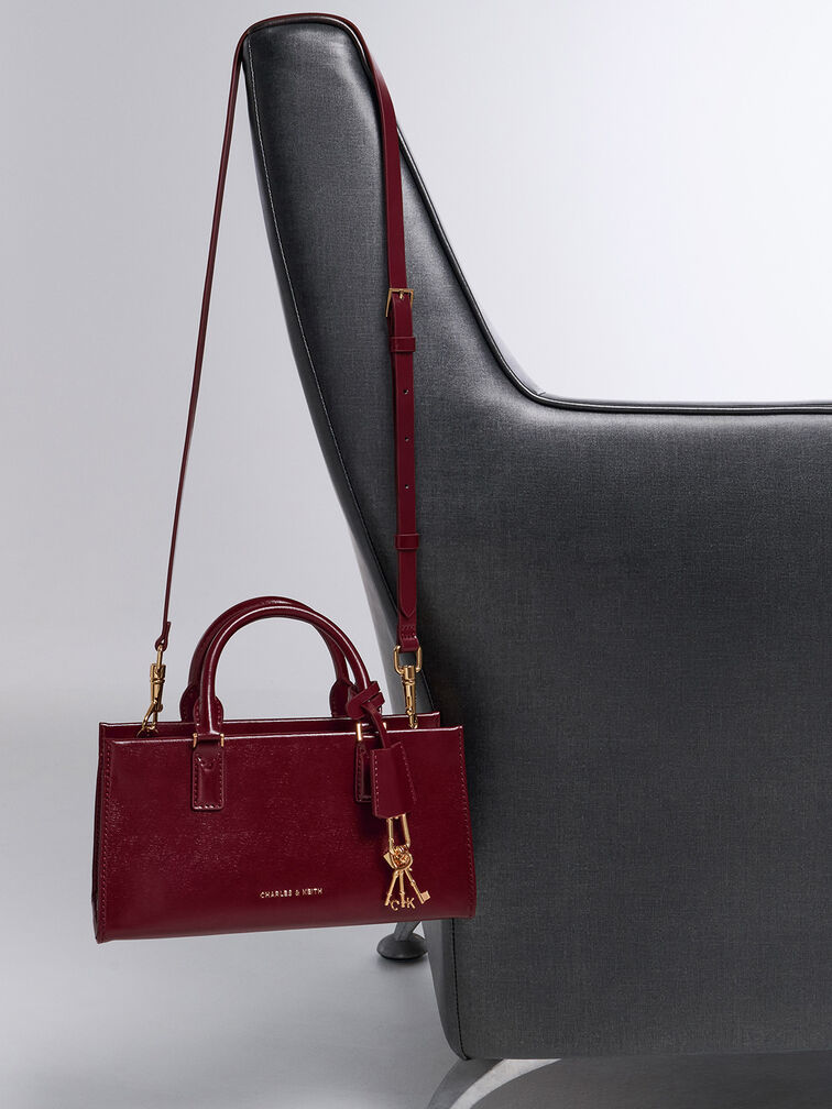 กระเป๋าโท้ทขนาดเล็กรุ่น Kerry, สีมัลเบอร์รี่พลัม, hi-res