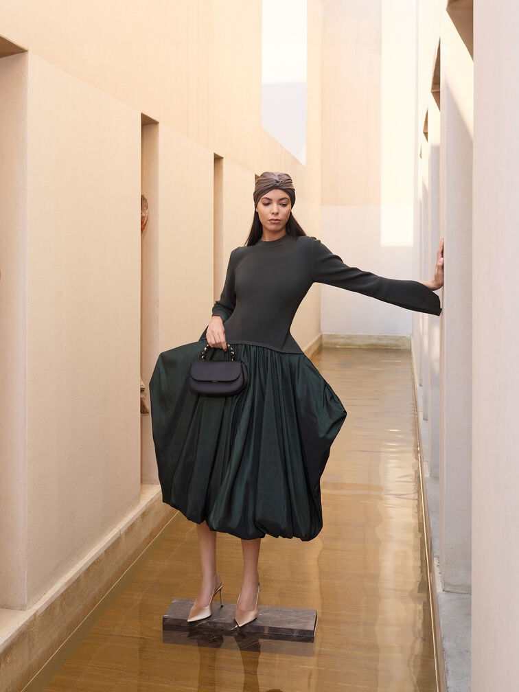 Satin Teardrop-Crystal Stiletto-Heel Slingback Pumps, Gold, hi-res