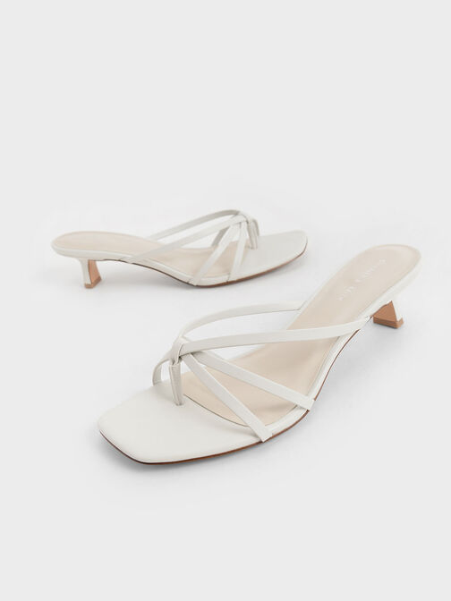Strappy Heeled Toe-Loop Sandals, , hi-res
