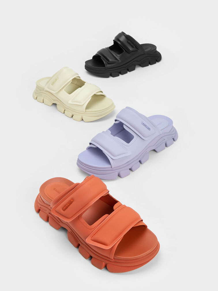 Dash Double Strap Slides, สีดำ, hi-res