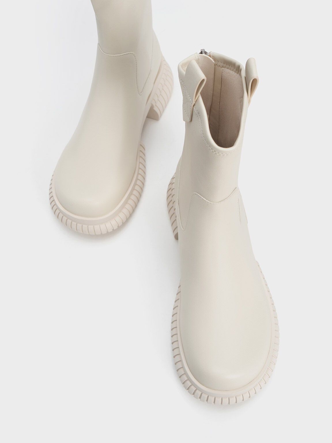 Chalk Cowboy Platform Ankle Boots CHARLES KEITH TH