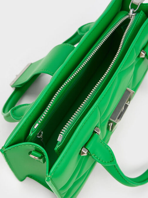 Blanche Quilted Top Handle Bag, สีเขียว, hi-res
