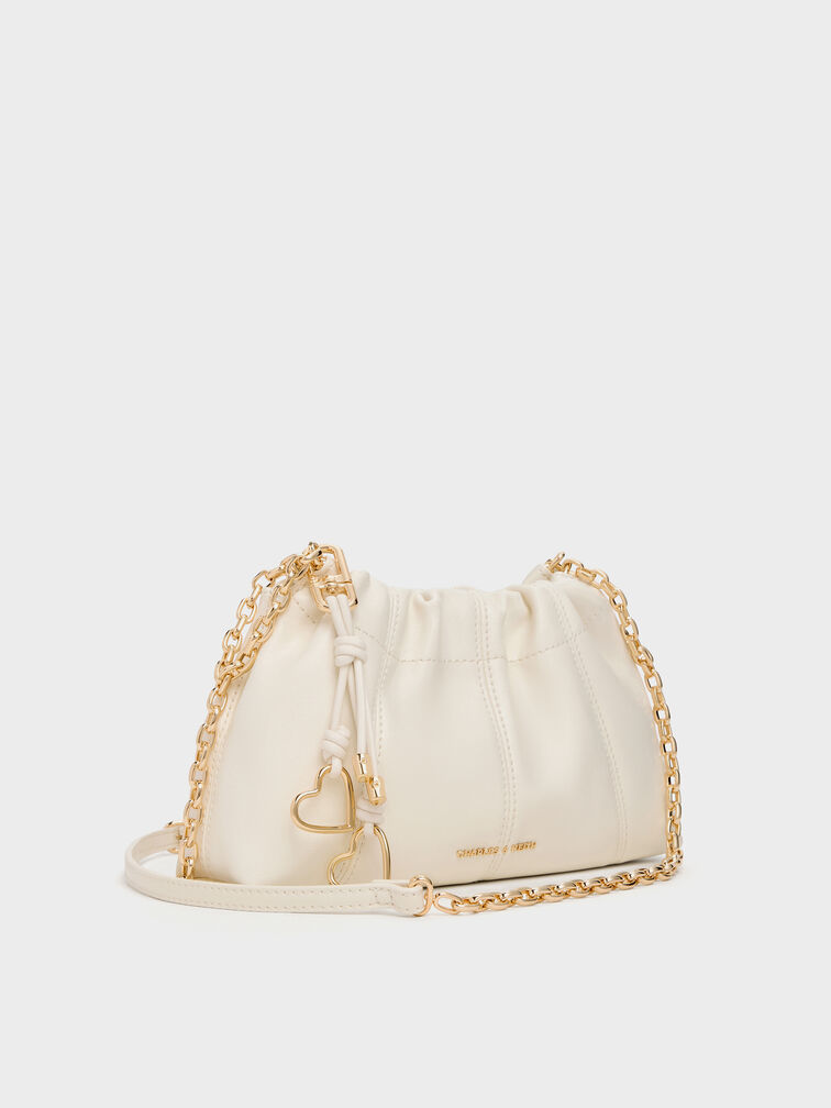 Ciara Ruched Crossbody Bag, Cream, hi-res