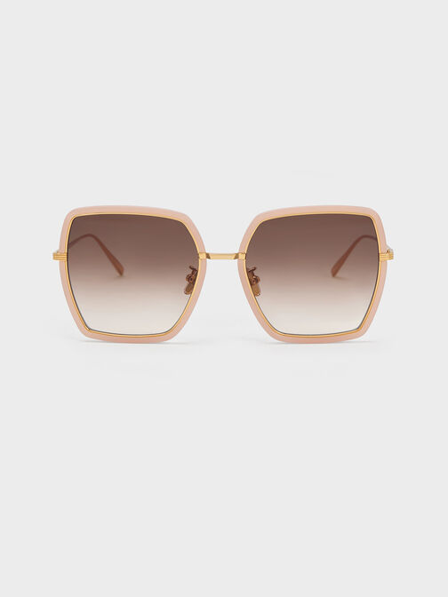 Oversized Square Butterfly Sunglasses, สีชมพู, hi-res