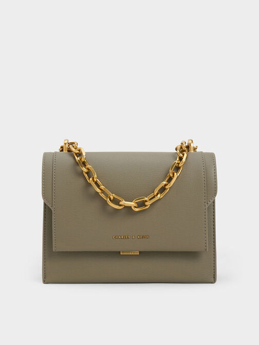 Front Flap Chain Handle Crossbody Bag, , hi-res