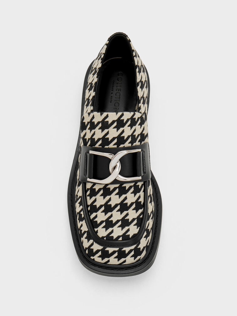 Gabine Leather Houndstooth Loafers, , hi-res