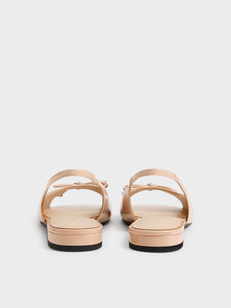 Imani Patent Bow Slingback Sandals, Nude, hi-res