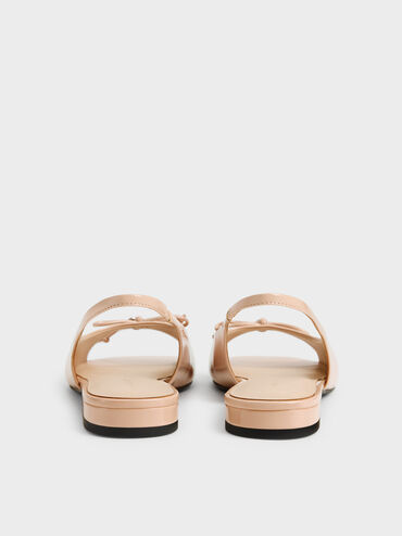 Imani Patent Bow Slingback Sandals, Nude, hi-res