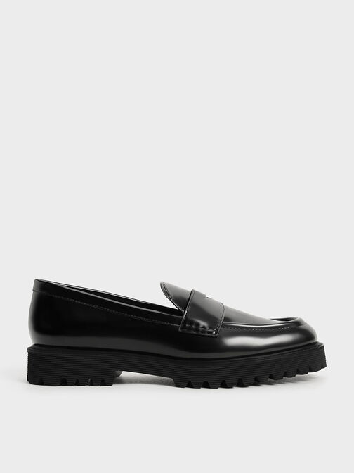 Chunky Penny Loafers, Black, hi-res