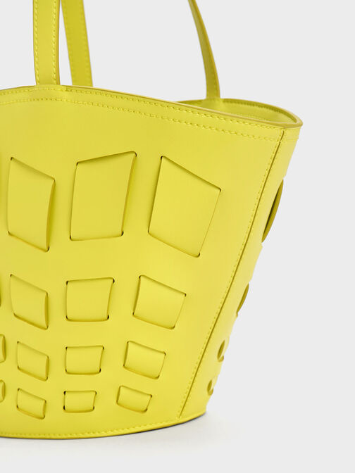 Panelled Tote Bag, สีเหลือง, hi-res