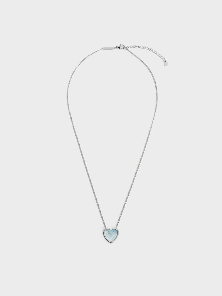 สร้อยคอประดับจี้รูปหัวใจเรซิ่นรุ่น Annalise, สีฟ้า, hi-res