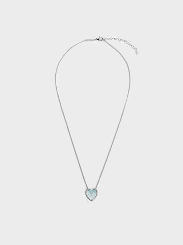 สร้อยคอประดับจี้รูปหัวใจเรซิ่นรุ่น Annalise, สีฟ้า, hi-res