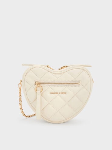 Paffuto Quilted Heart Crossbody Bag, Cream, hi-res