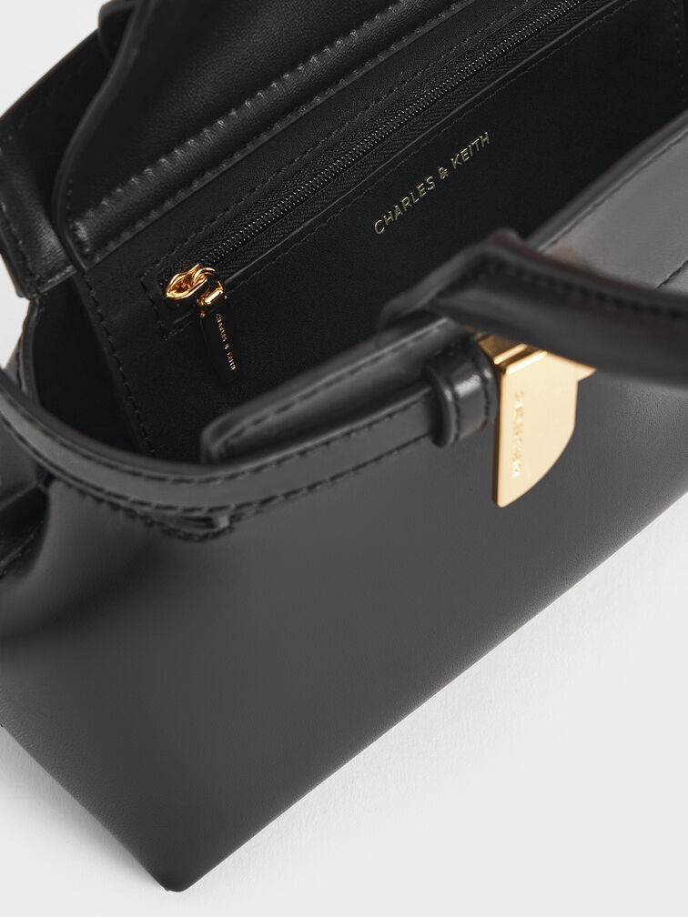 Aurelia Metallic-Accent Elongated Tote, Black, hi-res