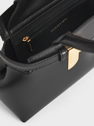 Aurelia Metallic-Accent Elongated Tote, Black, hi-res