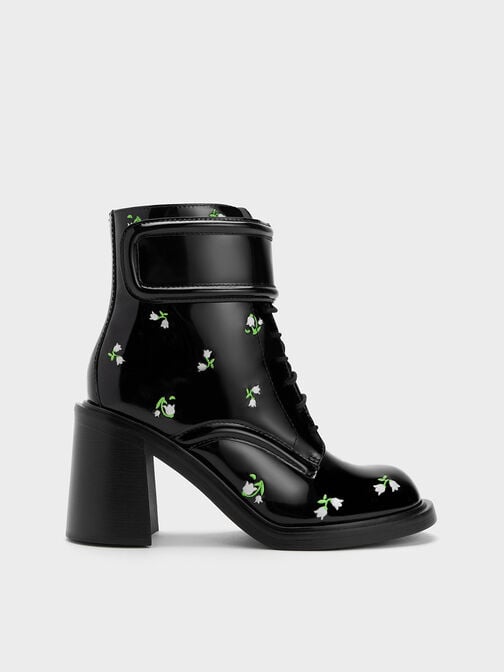 Rosalie Leather Floral Ankle Boots, , hi-res